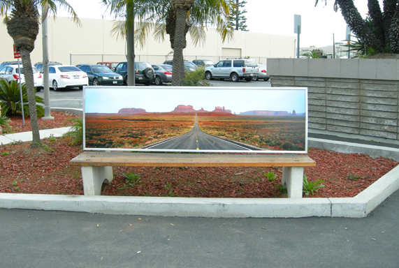 Bus bench - Primary Color - my image od road to monument valley